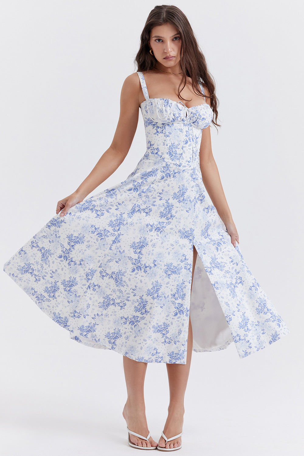 Heidi - Cut Strap Dress for Women with French Flair and Alluring Thigh Slit
