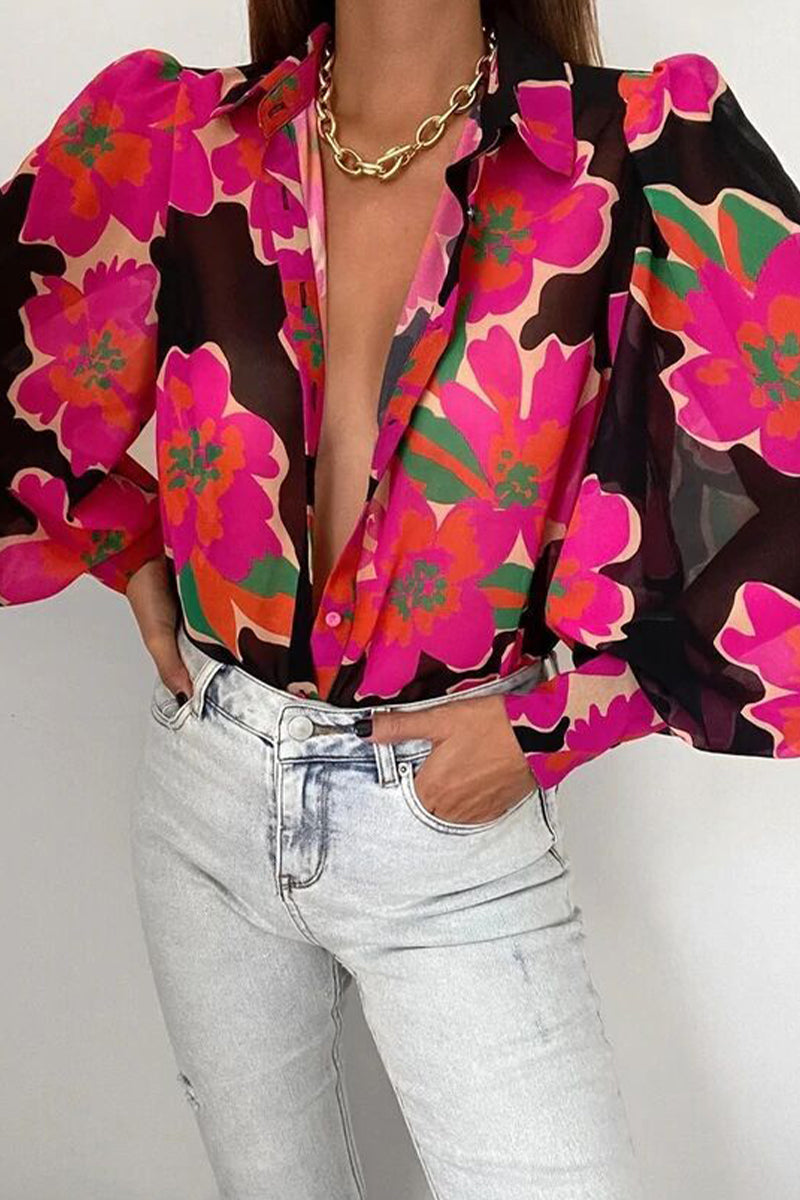 Jane | Floral Blouse with Puff Sleeves for Women