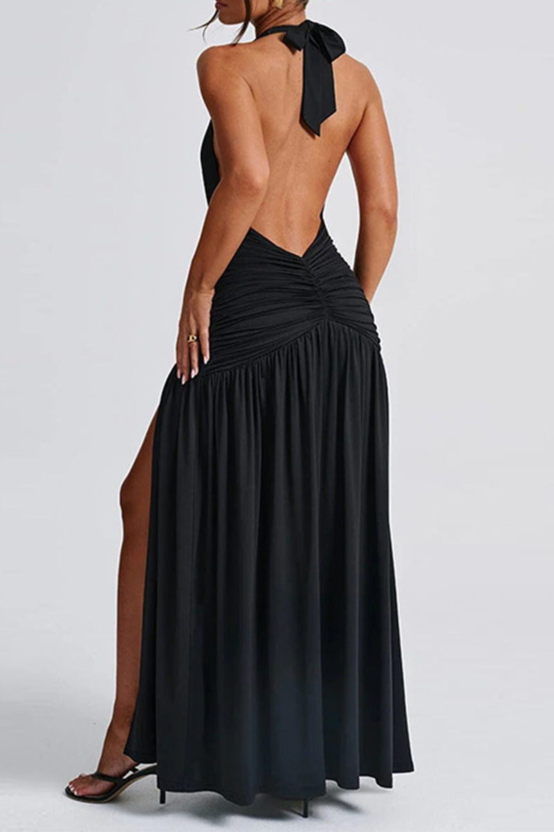 Isla - Sexy Solid Color Sleeveless Neck Dresses with Slit (3 Colors)