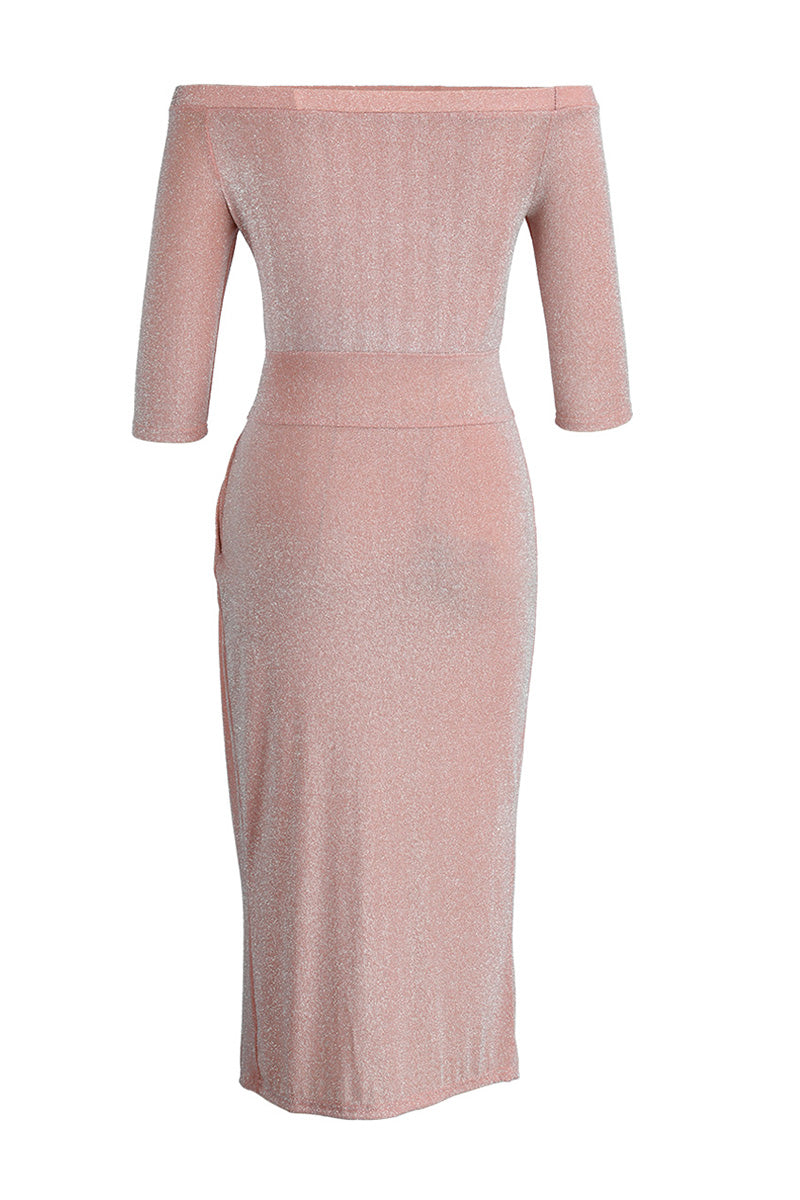 Amani - Hip Scarf with Slit Collar Maxi Dress