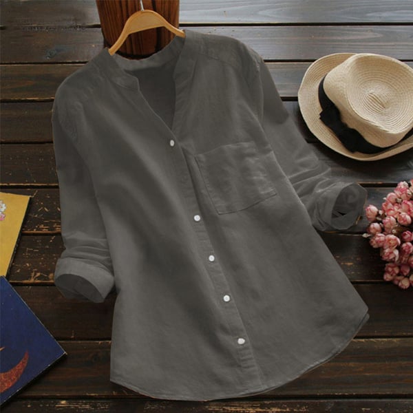 Greta | Stylish Long Sleeve Linen Blouse