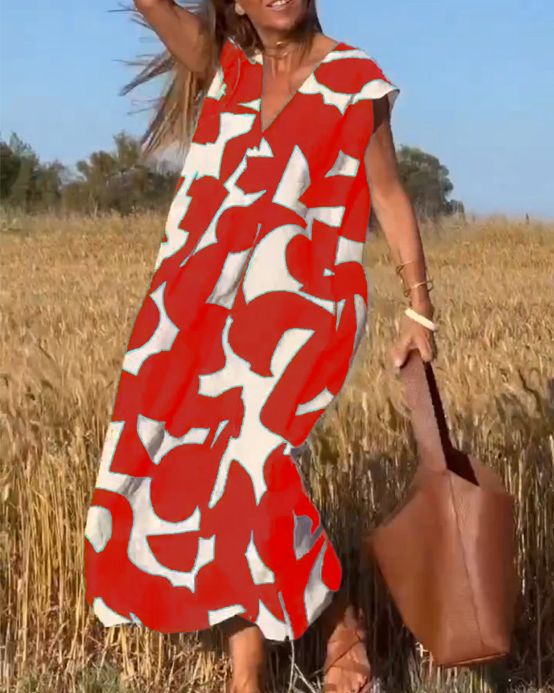 Amara - Maxi Dress with Print and V-Neck