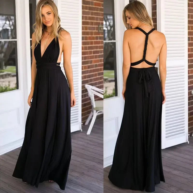 Emily - Women's Floor-Length Skirt & Bridesmaid Dress with Various Wearing Options