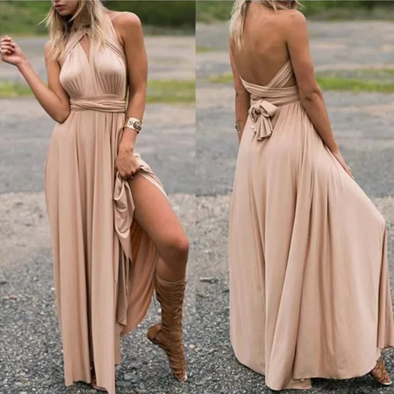 Emily - Women's Floor-Length Skirt & Bridesmaid Dress with Various Wearing Options