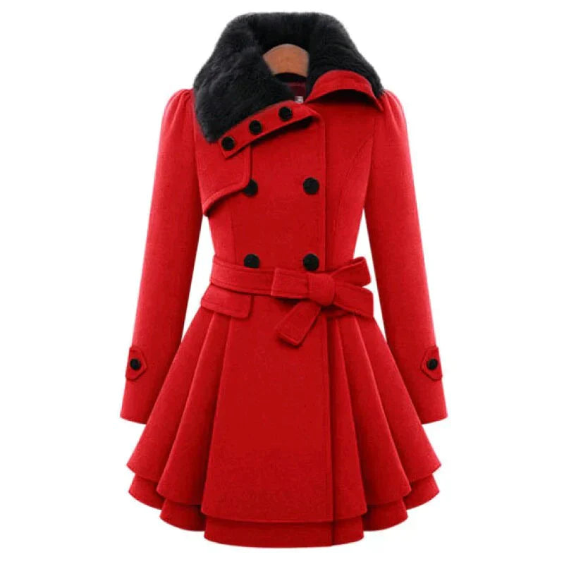 Yena | Stylish Trench Coat with Vegan Fur