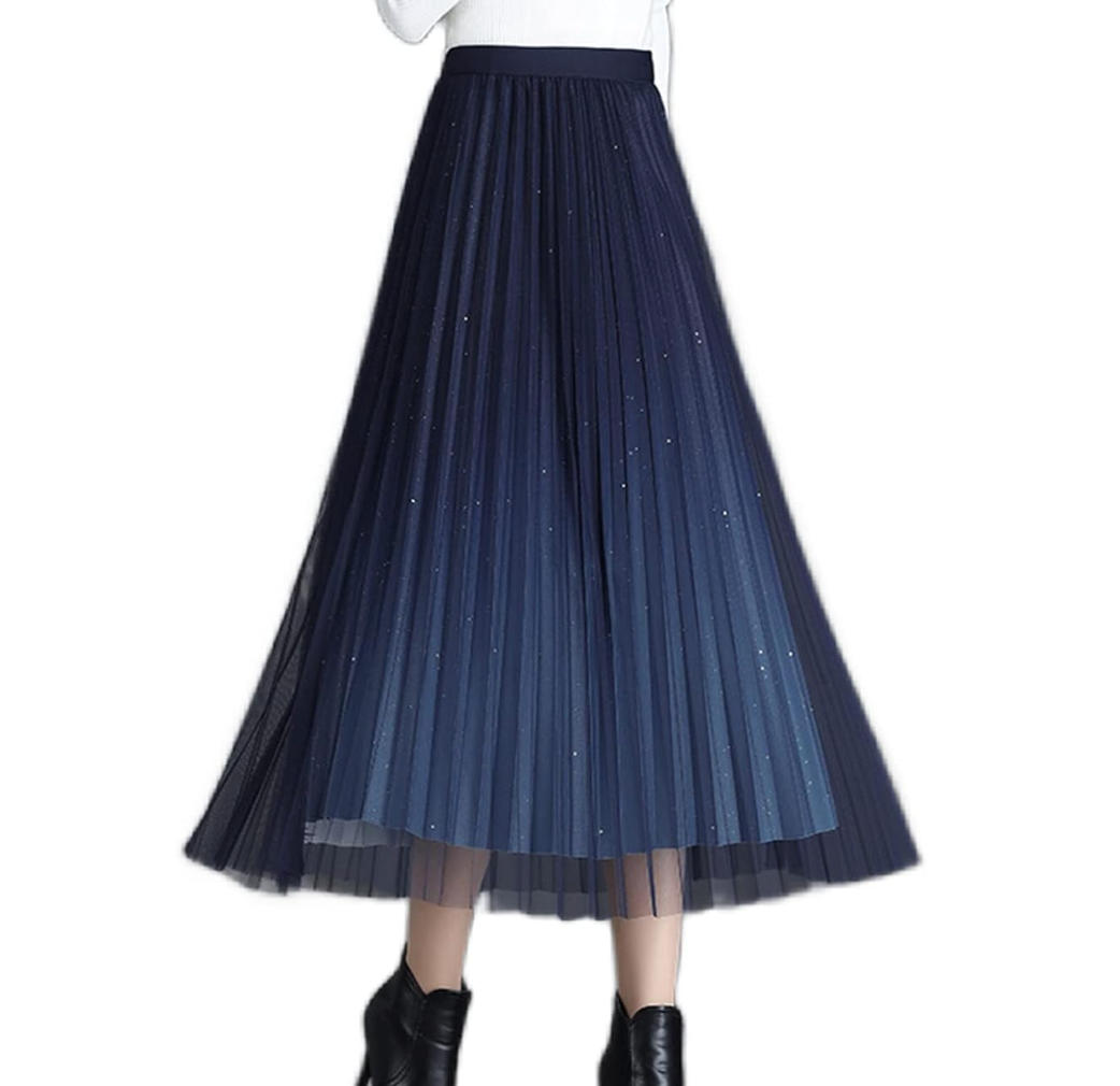 Carmen - Pleated Midi Skirt with Ombre Effect
