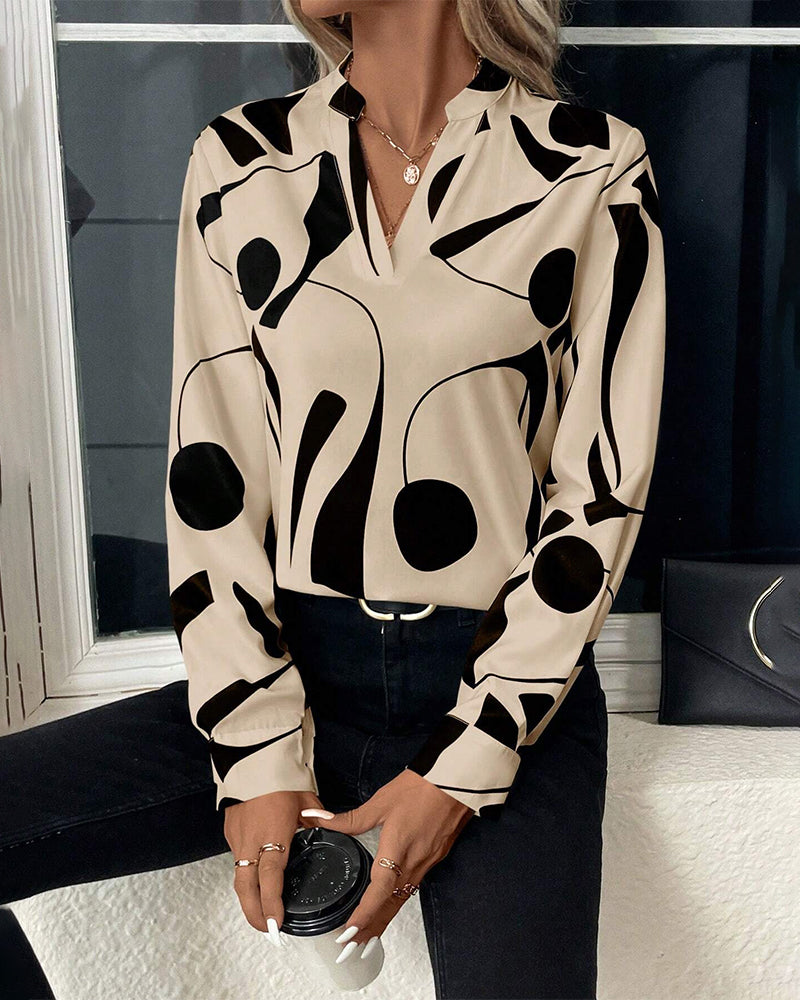 Rinan| Trendy Stylish Blouse with Luxury Motif and Long Sleeves
