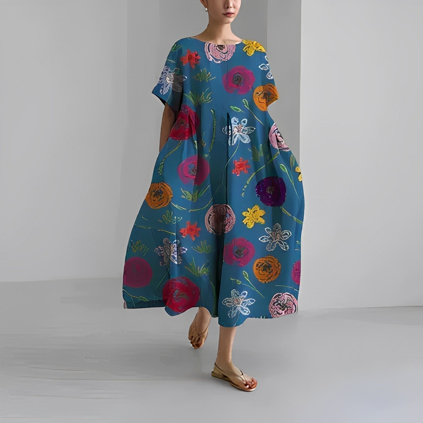 Claire™ – Bohemian Dress with Floral Print