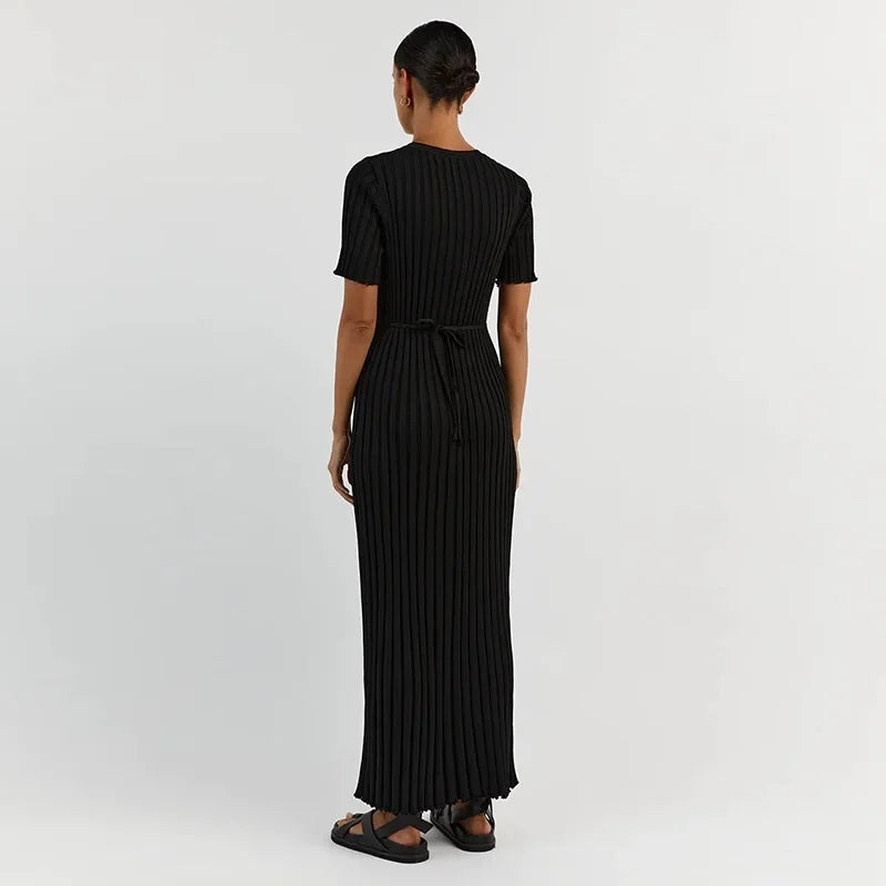 Angela | Solid Color Knit Maxi Dress