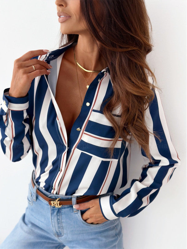 Monika | Neat Women's Blouse with Satin Print
