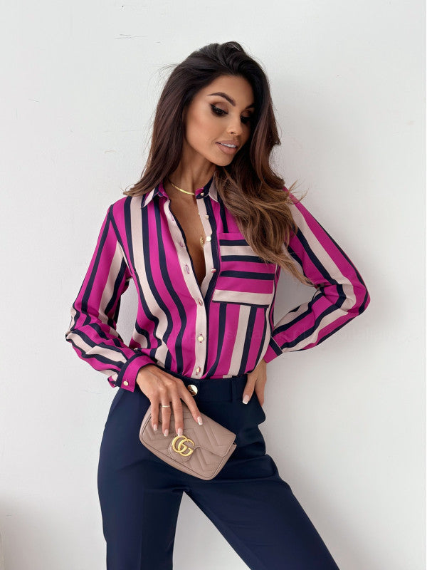 Monika | Neat Women's Blouse with Satin Print