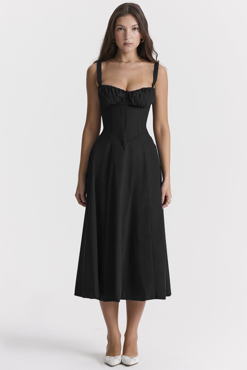 Heidi - Cut Strap Dress for Women with French Flair and Alluring Thigh Slit