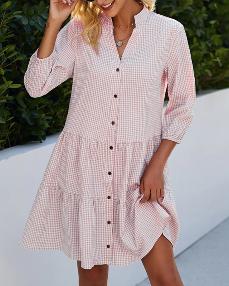 Emilia | Checked Midi Shirt Dress