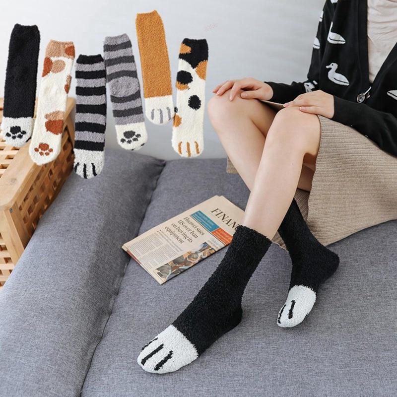 Velvety Paw Socks (One-Size) COTTON