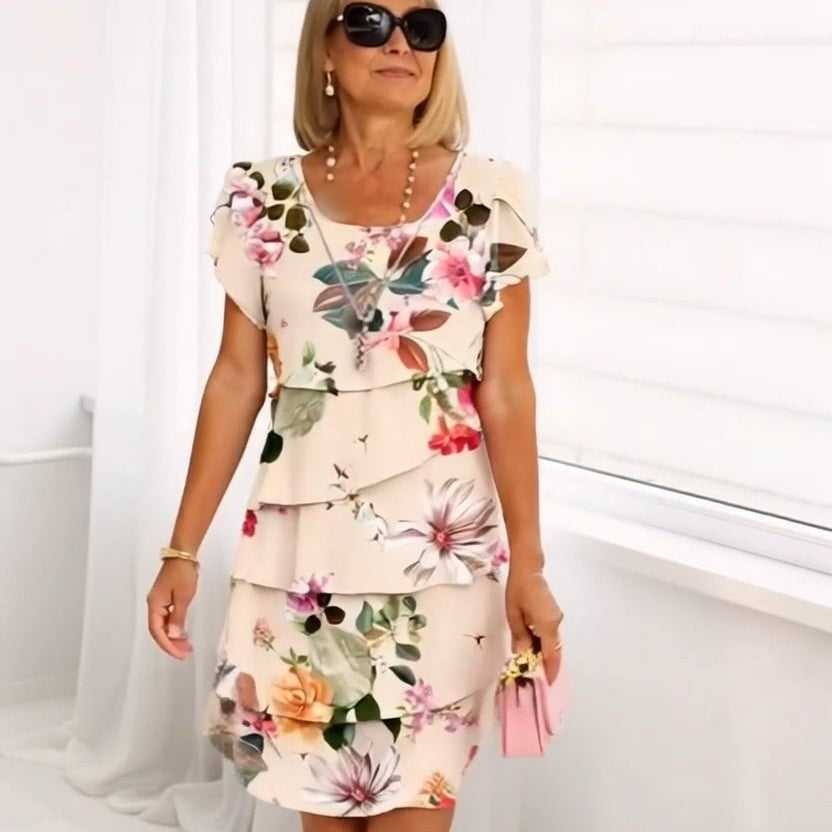 HELMINE I MULTILAYERED FLORAL DRESS