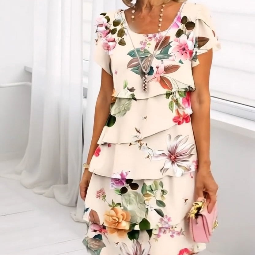 HELMINE I MULTILAYERED FLORAL DRESS