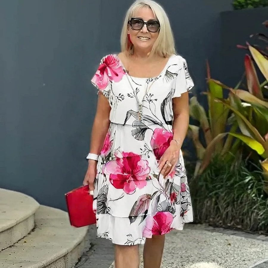 HELMINE I MULTILAYERED FLORAL DRESS