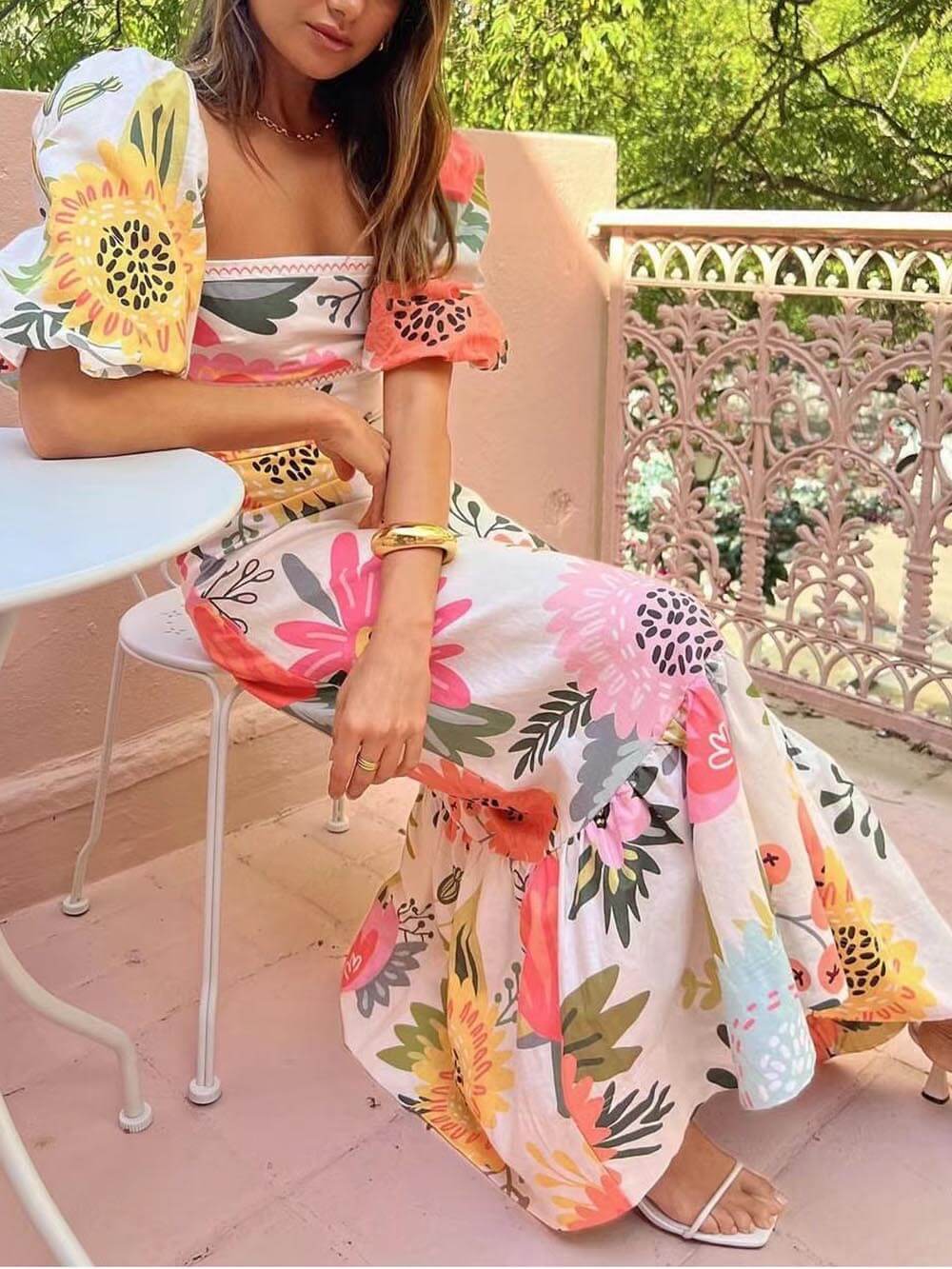 Frieda | Maxi Dress with Puff Sleeves