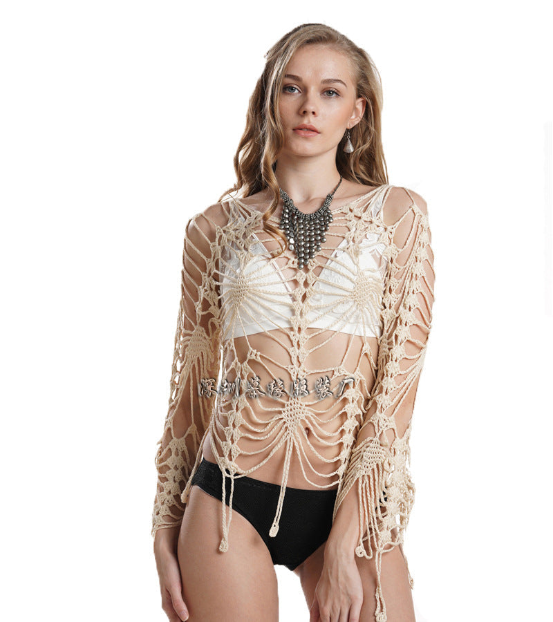 Viva - Hand-Crocheted Hollow Bikini Cover-Up Sun Protection Clothing