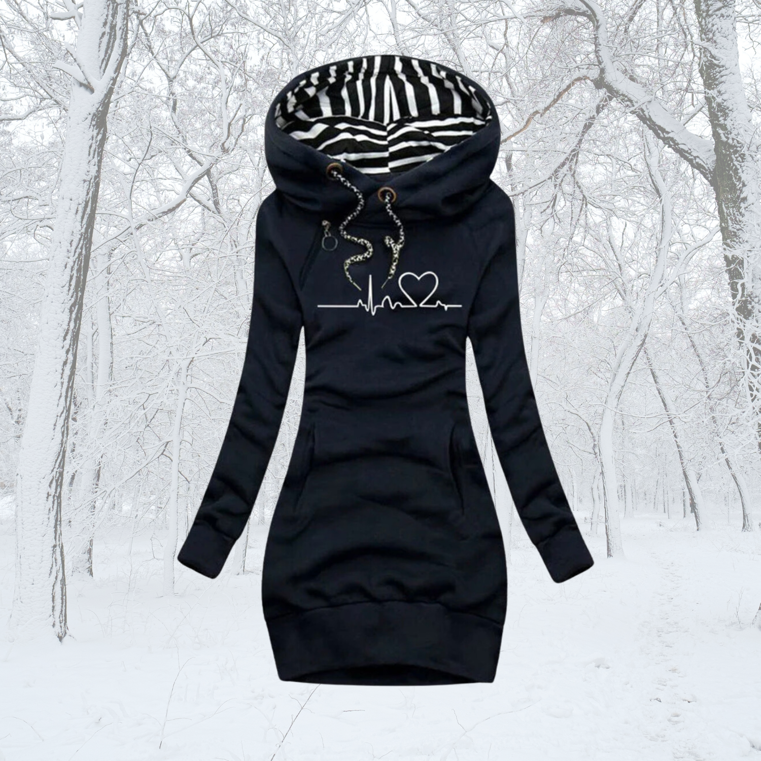 Cécile | Dress-Sweater with Heartbeat Print