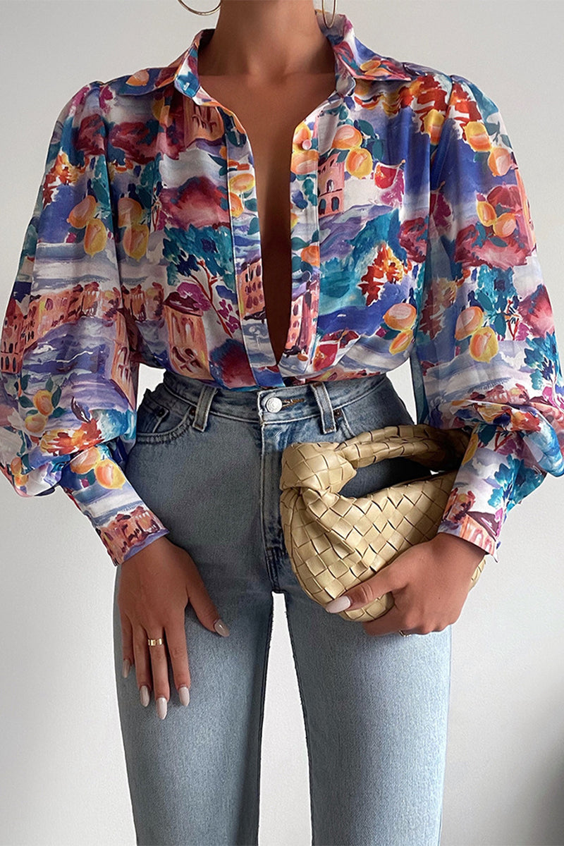 Jane | Floral Blouse with Puff Sleeves for Women