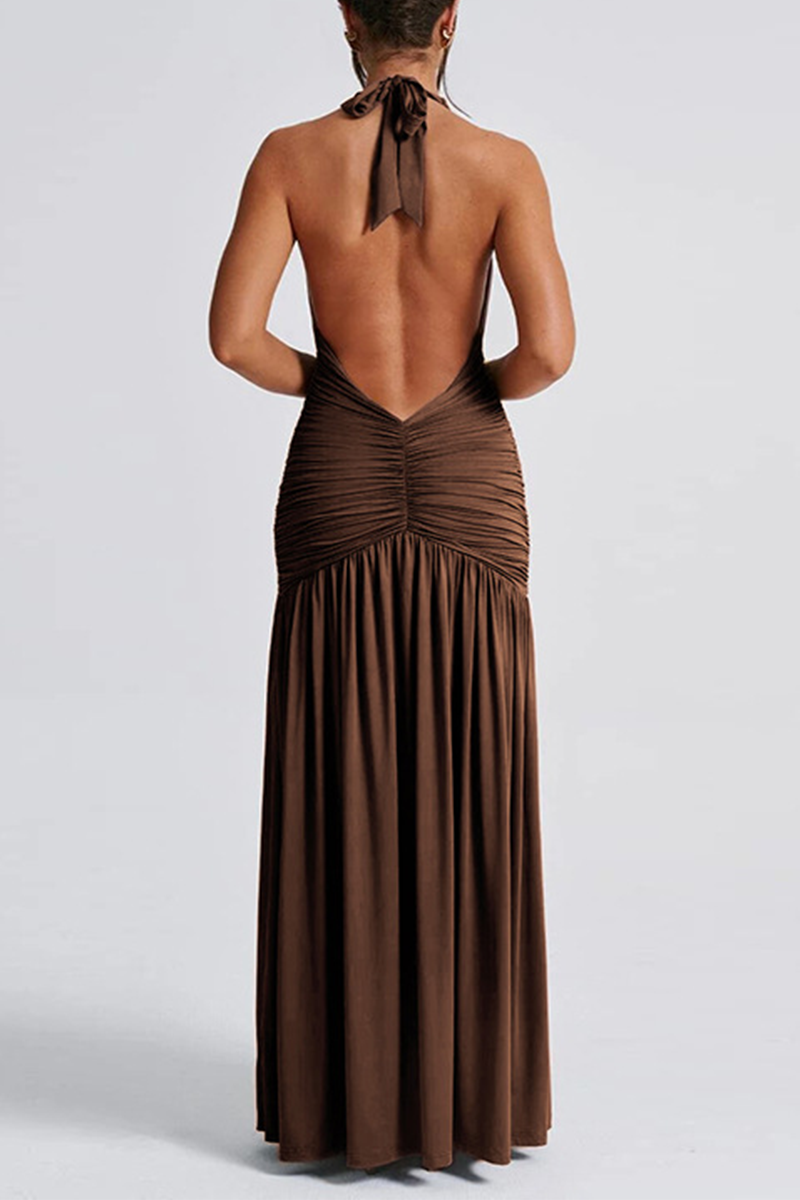 Isla - Sexy Solid Color Sleeveless Neck Dresses with Slit (3 Colors)