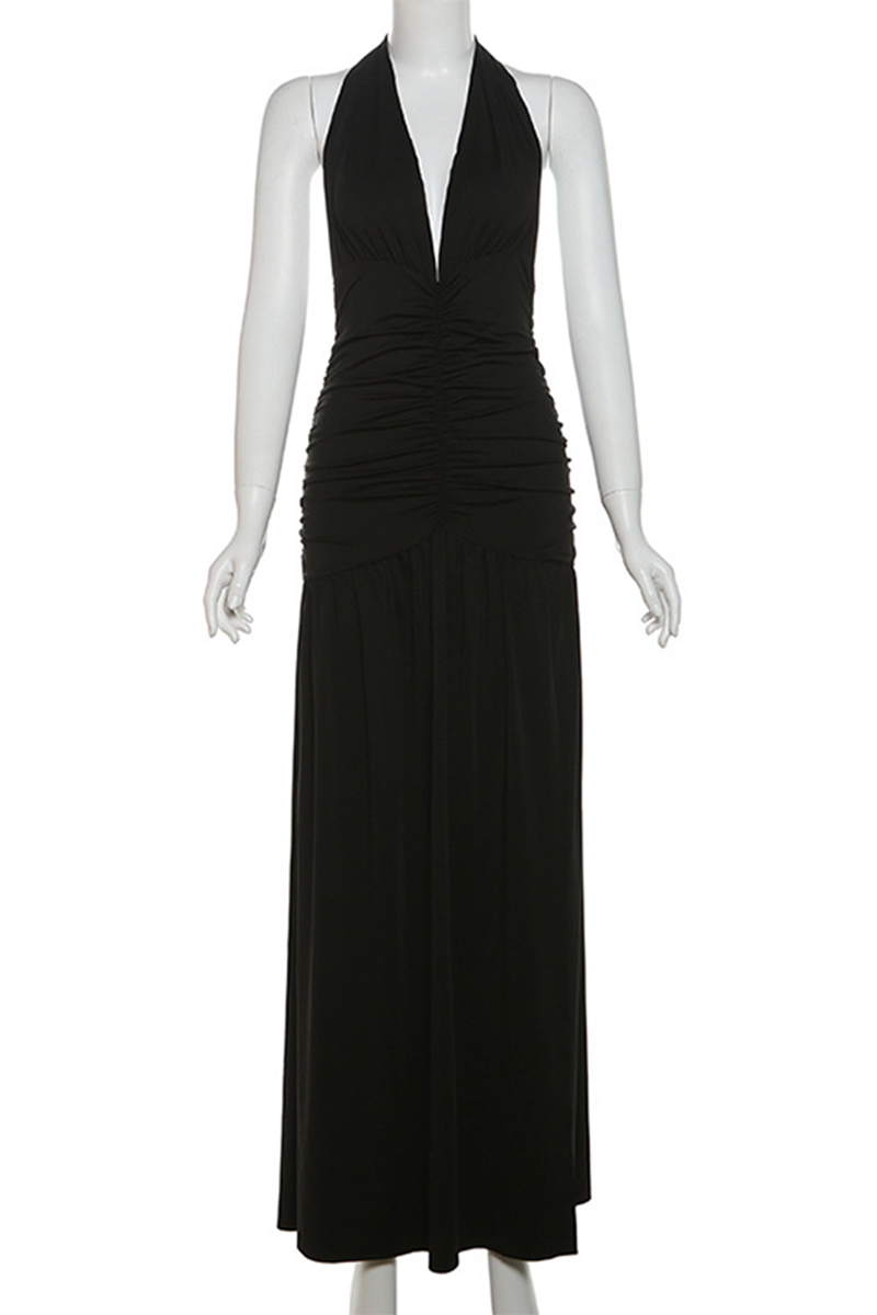 Isla - Sexy Solid Color Sleeveless Neck Dresses with Slit (3 Colors)
