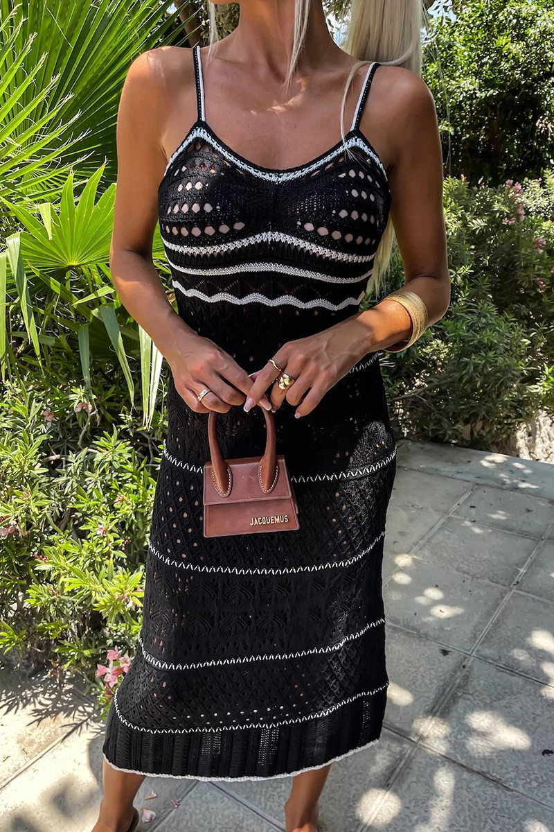 Brooke - Sexy Braided Contrast Sling Dress with V-Neck