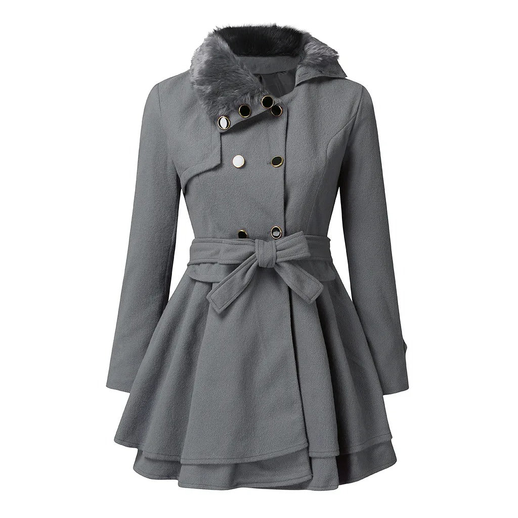 Yena | Stylish Trench Coat with Vegan Fur