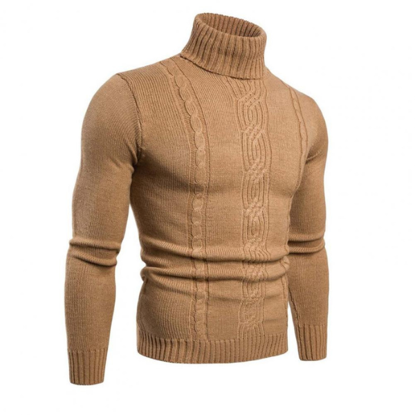 Cotton Sweater with Turtleneck and Cable Knit - ALEX