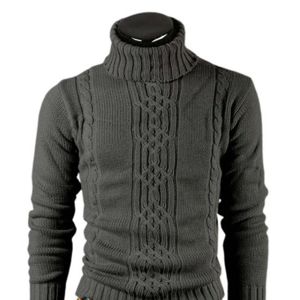 Cotton Sweater with Turtleneck and Cable Knit - ALEX