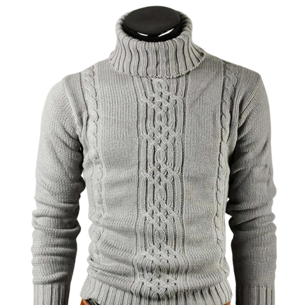 Cotton Sweater with Turtleneck and Cable Knit - ALEX