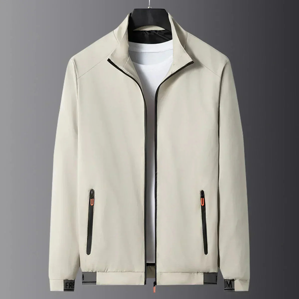Mateo - Windproof Black Men's Mid-Jacket with Stand-Up Collar