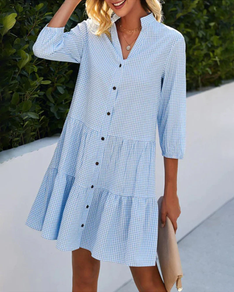 Emilia | Checked Midi Shirt Dress