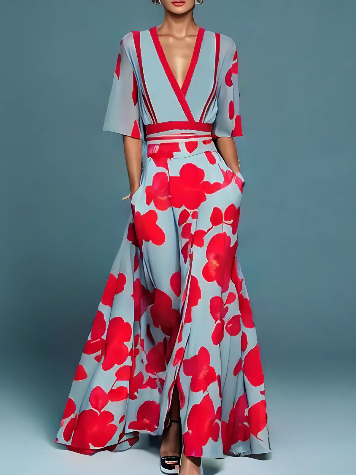 Tiara - V-Neck Floral Maxi Dress