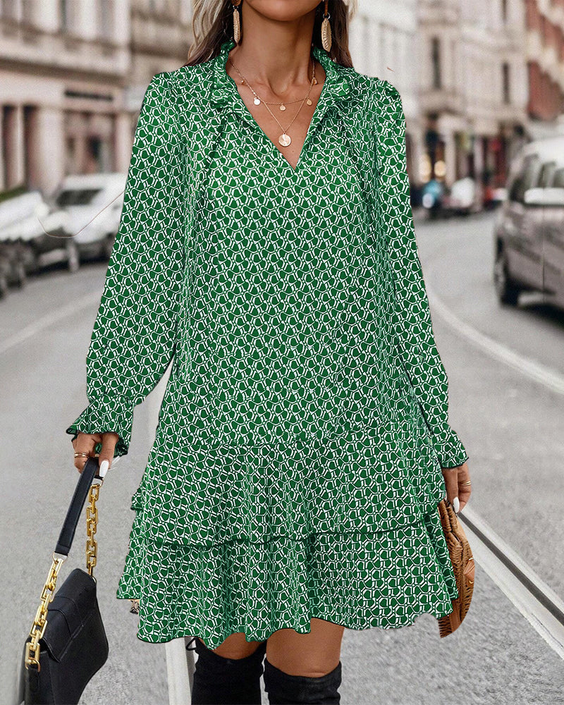 LAVINIA I PRINTED LONG-SLEEVE DRESS