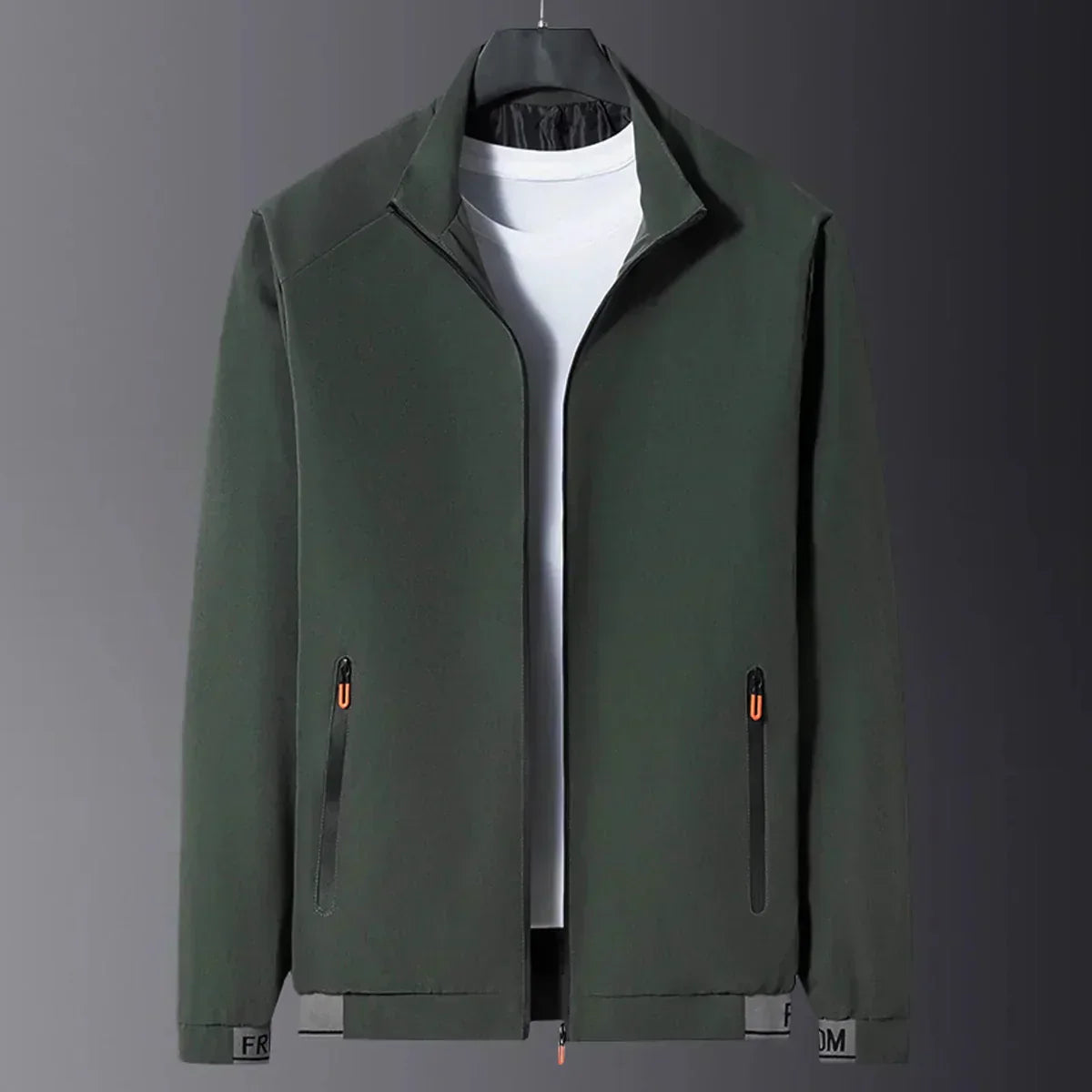 Mateo - Windproof Black Men's Mid-Jacket with Stand-Up Collar