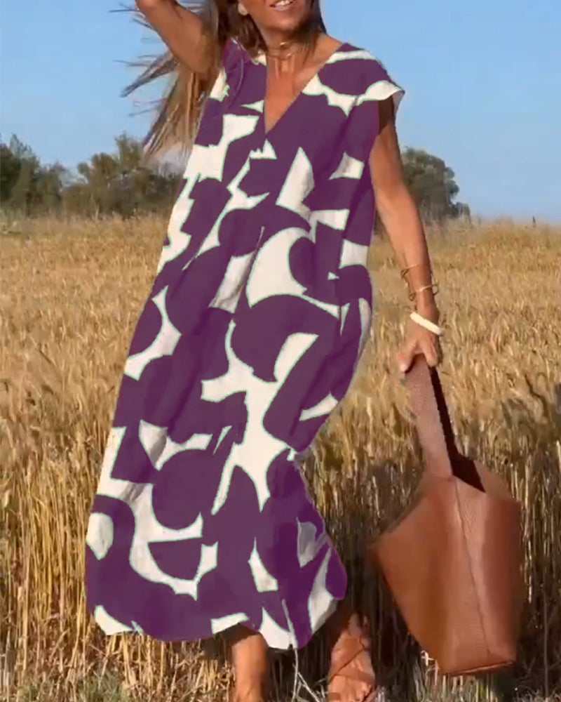 Amara - Maxi Dress with Print and V-Neck