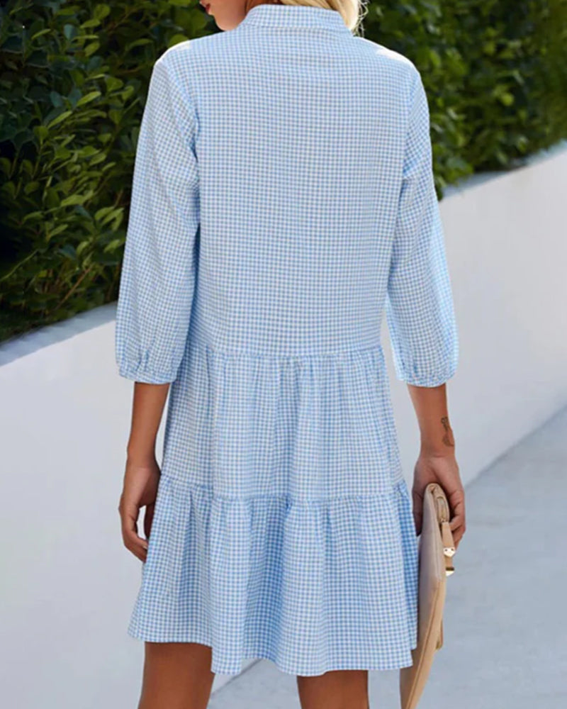 Emilia | Checked Midi Shirt Dress
