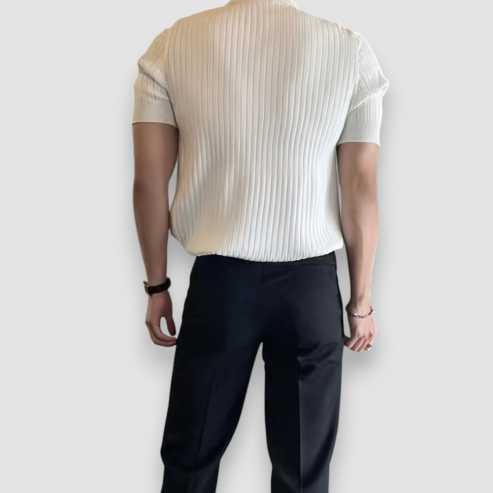Vallo | Ribbed Polo Shirt with Short Sleeves