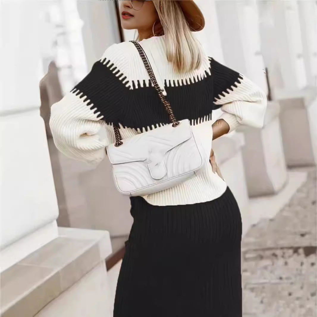 Valentinia - Knitting Set - Long-Sleeve Sweater and Slim Midi Skirt