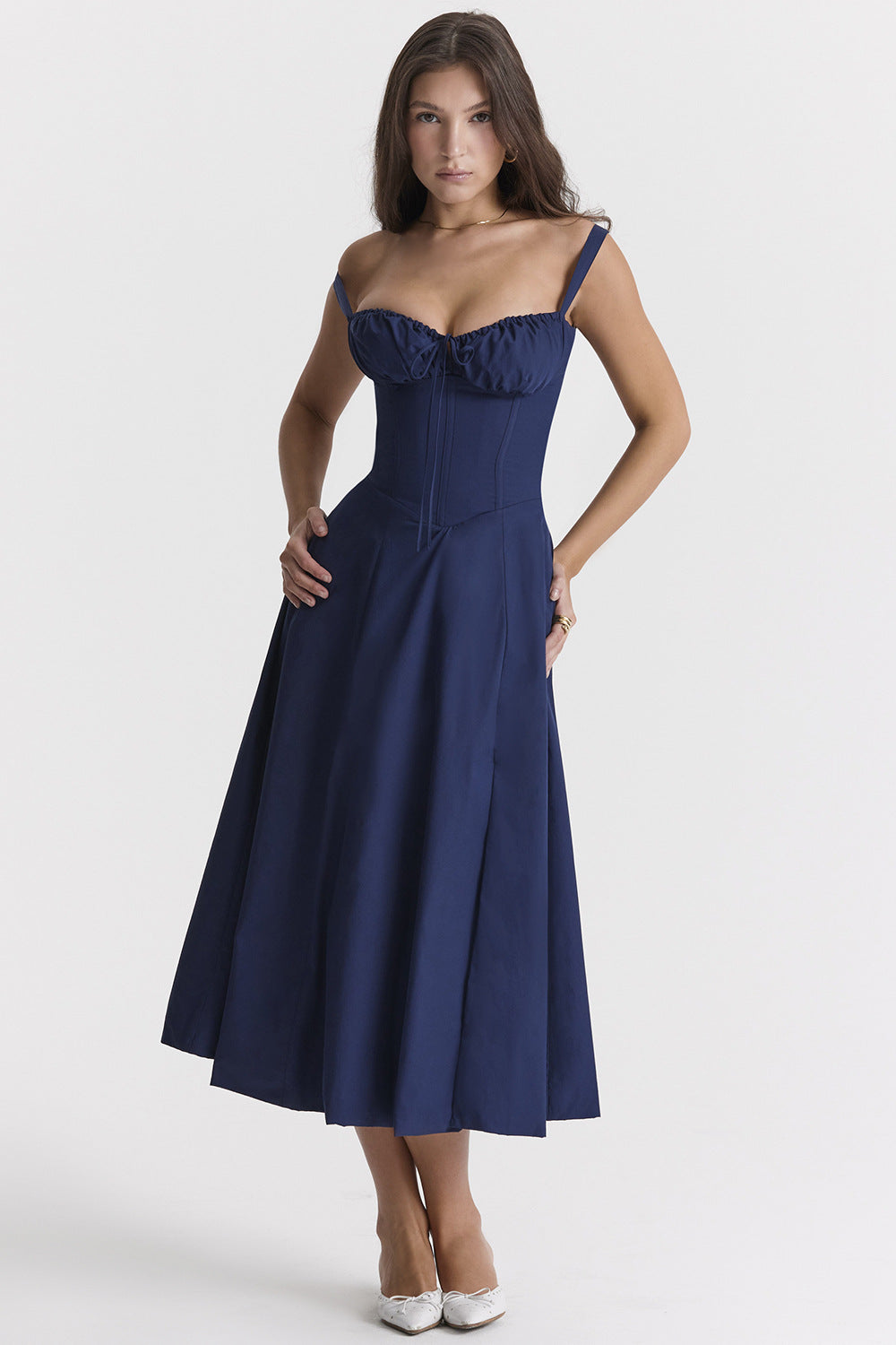 Heidi - Cut Strap Dress for Women with French Flair and Alluring Thigh Slit