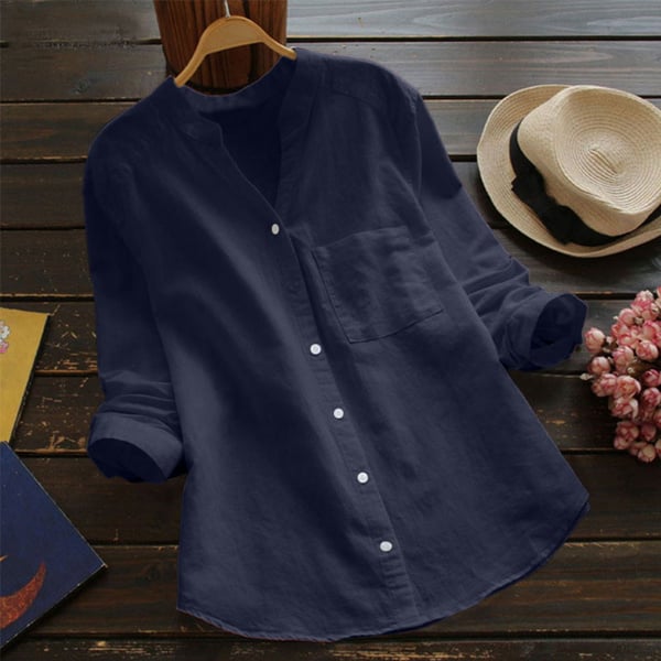 Greta | Stylish Long Sleeve Linen Blouse