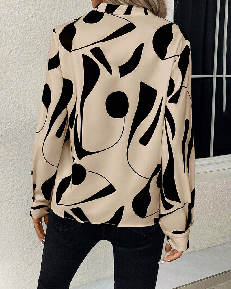 Rinan| Trendy Stylish Blouse with Luxury Motif and Long Sleeves