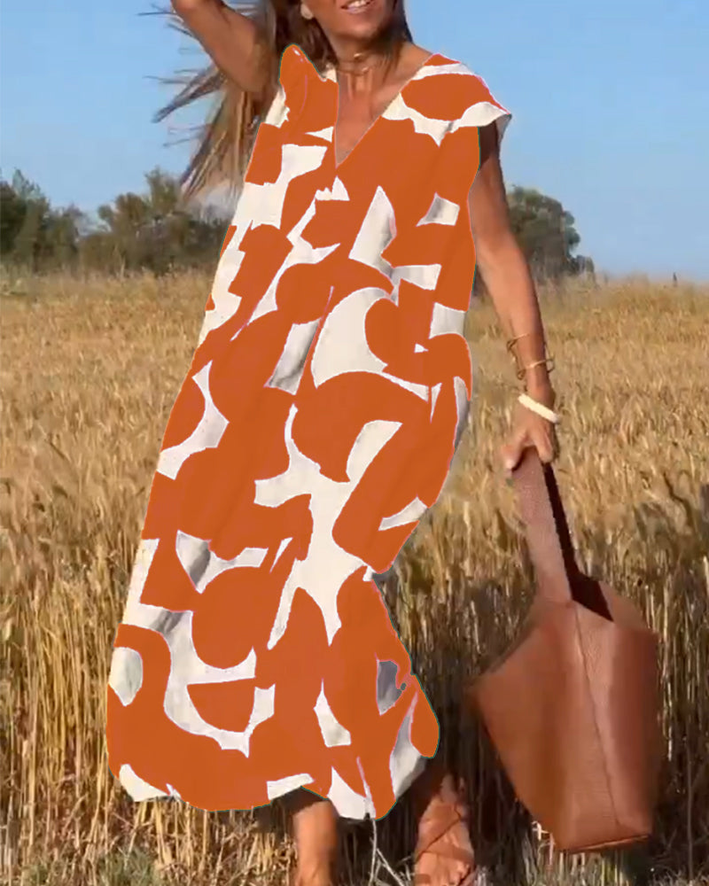 Amara - Maxi Dress with Print and V-Neck