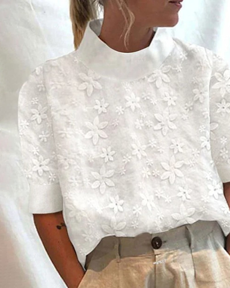 With Embroidered Solid Stand Collar