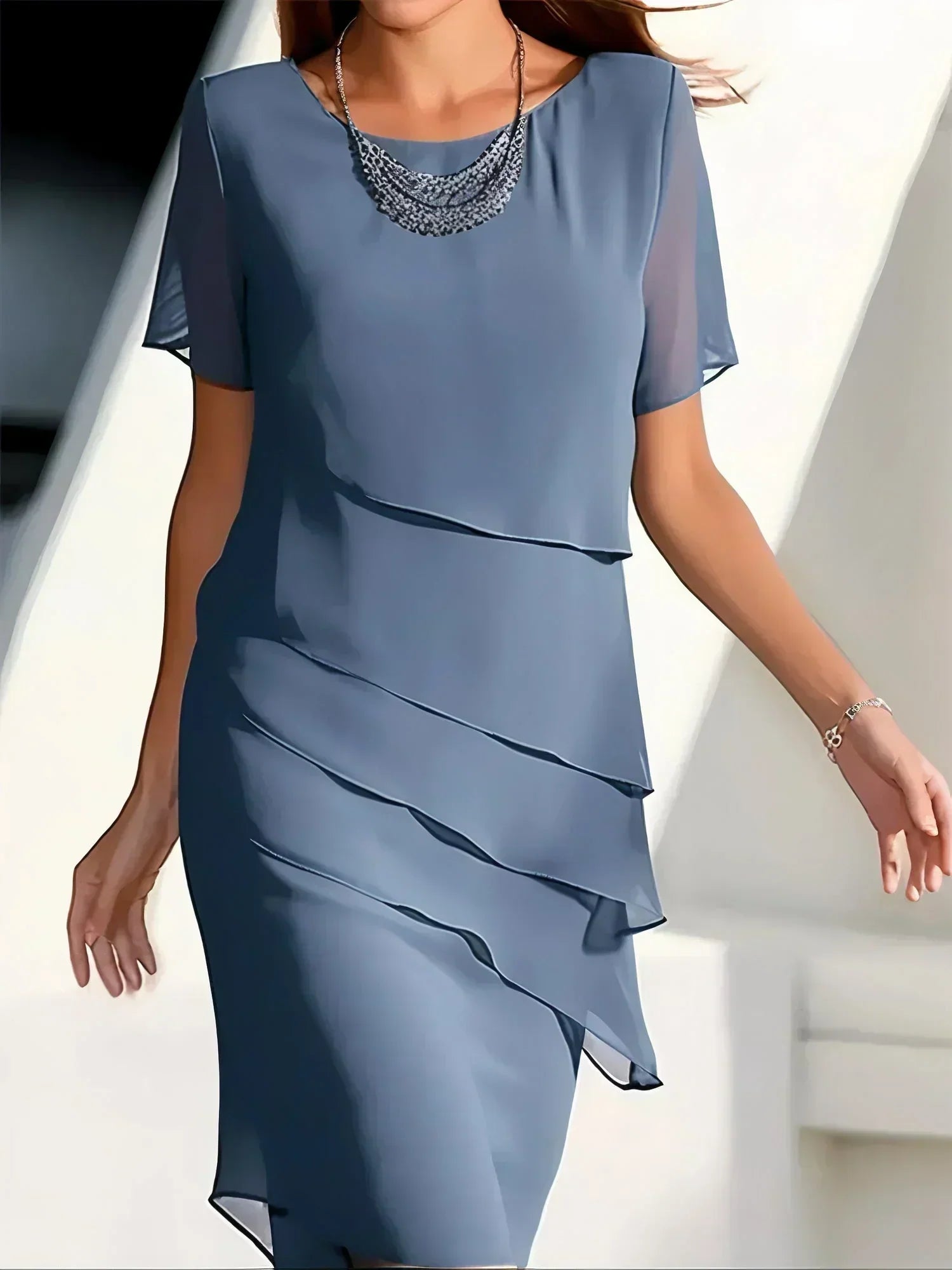 Monika - Midi Dress with Short Sleeves