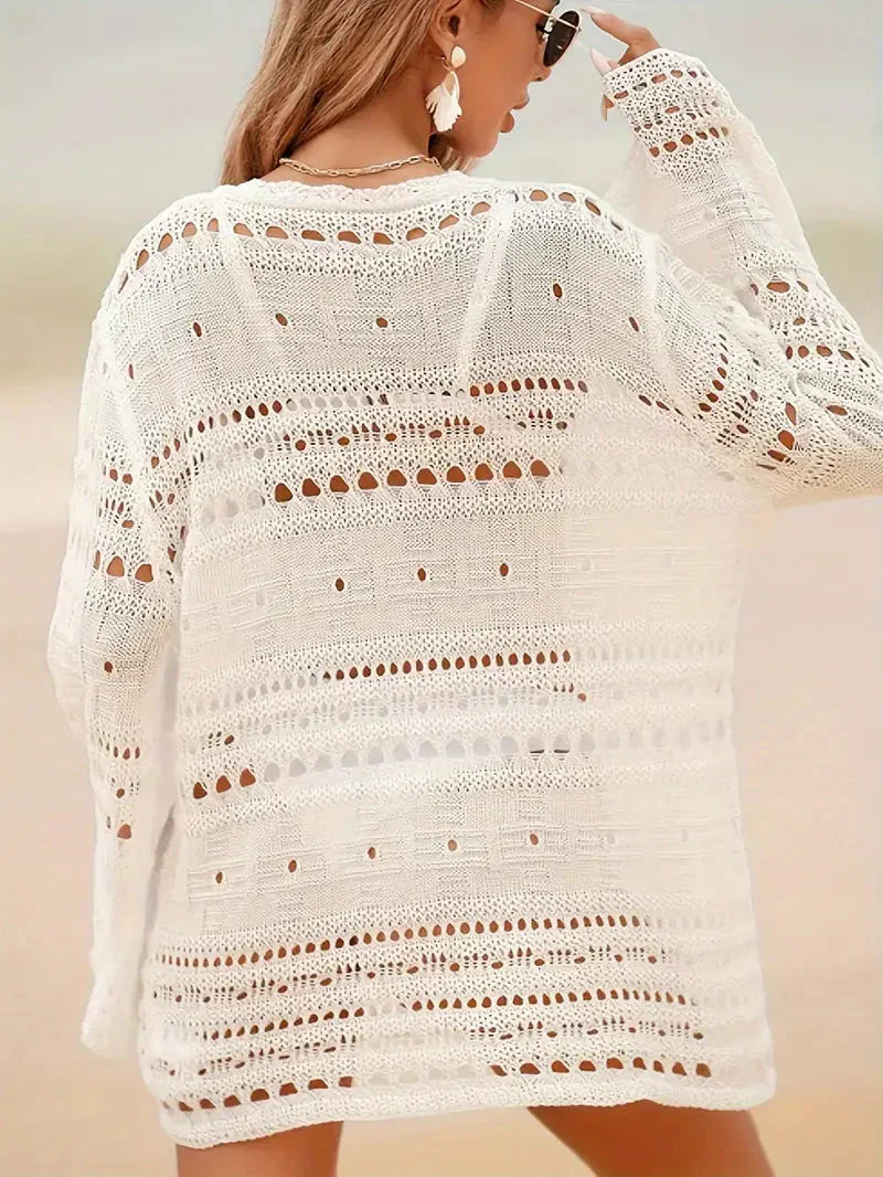 Soleil - Knit Long Sleeve Cover Up Dress Bikini Cover Up