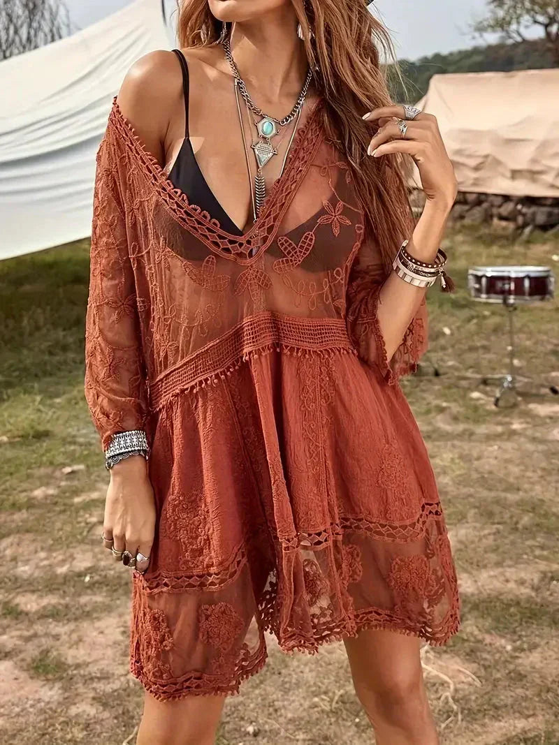 Lila - Cover Up Lace See-Through Cover Up Dress Boho Style