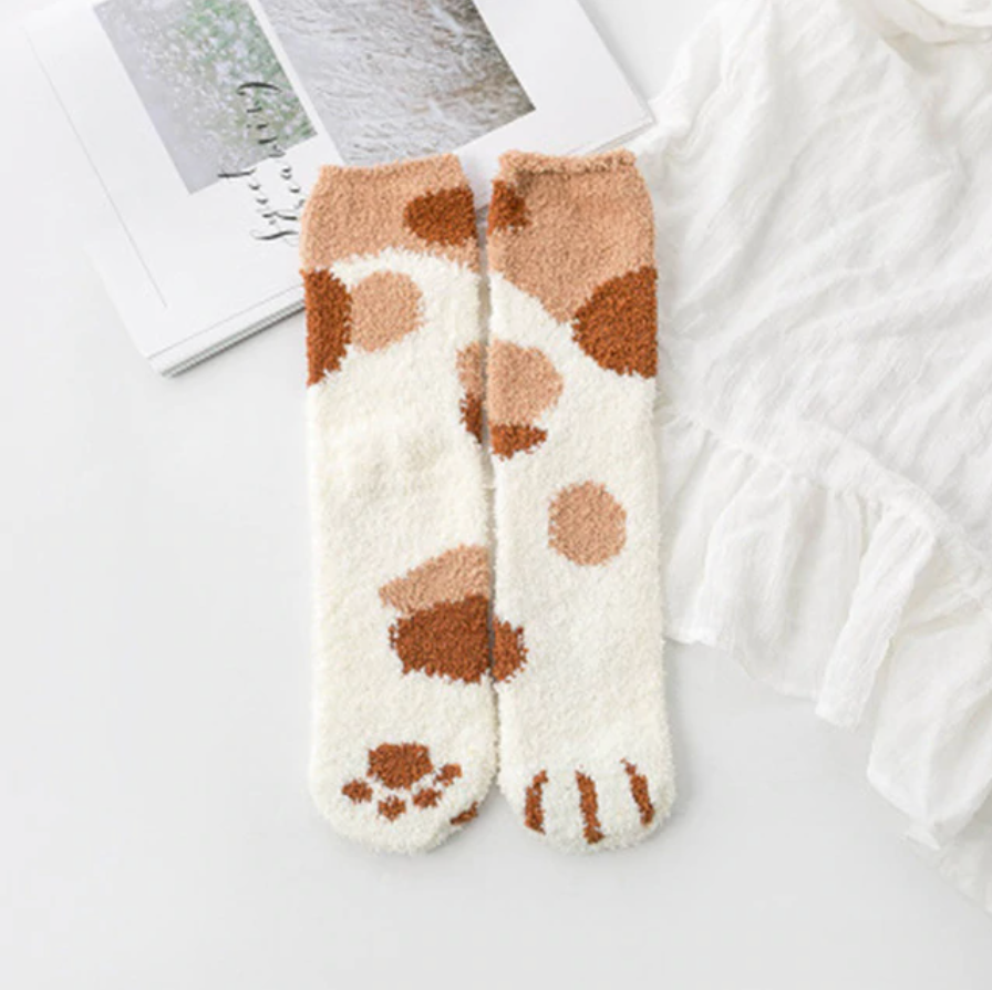 Velvety Paw Socks (One-Size) COTTON